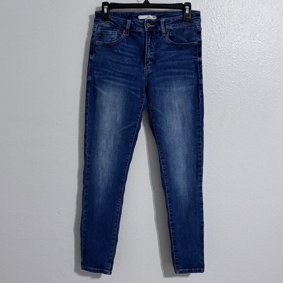 KanCan Los Angeles Women's Sz 9/28 Blue Skinny Jeans Stretch Mid-Rise Distressed - Picture 1 of 11
